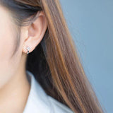 Sparkling CZ Flower Round Hoop Earrings 925 Silver