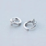 Sparkling CZ Flower Round Hoop Earrings 925 Silver