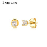 925 Silver Clear Zircon Opals Stud Earring Tiny Jewelry Clips