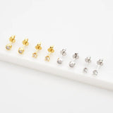 925 Silver Clear Zircon Opals Stud Earring Tiny Jewelry Clips