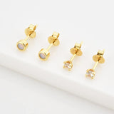 925 Silver Clear Zircon Opals Stud Earring Tiny Jewelry Clips