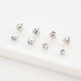 925 Silver Clear Zircon Opals Stud Earring Tiny Jewelry Clips