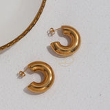 Chunky Smooth Hoop Earrings PVD Plated Women's Jewelry