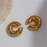 Chunky Smooth Hoop Earrings PVD Plated Women's Jewelry