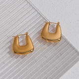 Chunky Smooth Hoop Earrings PVD Plated Women's Jewelry