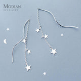 925 Sterling Silver Full Stars Line Drop Earrings for Women