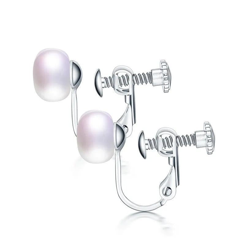 Freshwater Pearl Stud Earrings 925 Sterling Silver Women's Jewelry