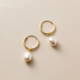 925 Silver Baroque Pearl Drop Earrings Wedding Jewelry Gift