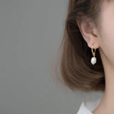 925 Silver Baroque Pearl Drop Earrings Wedding Jewelry Gift