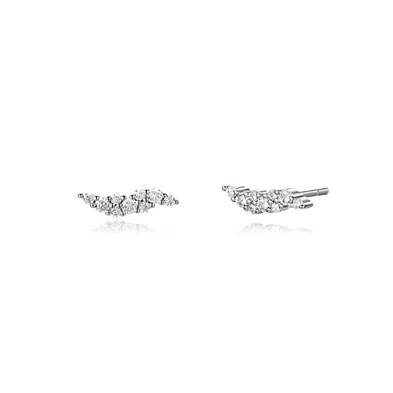 925 Silver Tiny Clear Stud Earring Women Wedding Small Classic Fine