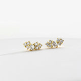 925 Silver Tiny Clear Stud Earring Women Wedding Small Classic Fine