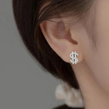 TrustDavis 925 Sterling Silver CZ Stud Earrings Money Wish Gift For Women Girls