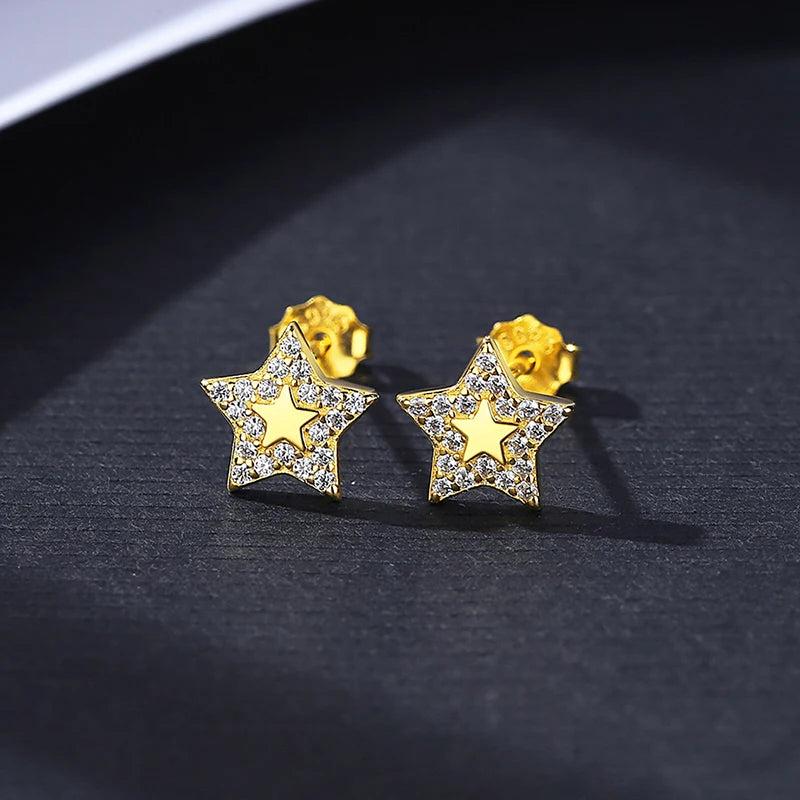 CZ Girl Stud Earrings 925 Silver Small Elegant Ear Rings