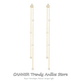925 Silver Chain Earrings Women Long Dangle Wedding Jewelry