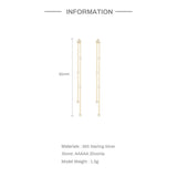 925 Silver Chain Earrings Women Long Dangle Wedding Jewelry