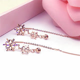 14K Rose Gold Snowflake Tassel Drop Earrings for Women