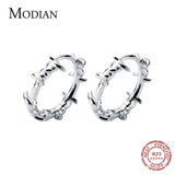 925 Sterling Silver Tree Leaf Hoop Earrings for Women