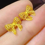 18k Pure Earrings for Women Wedding Valentines Gift Yellow Earring