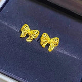 18k Pure Earrings for Women Wedding Valentines Gift Yellow Earring