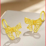 18k Pure Earrings for Women Wedding Valentines Gift Yellow Earring