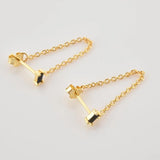 925 Silver Zircon Drop Earrings Chain Piercing Wedding Jewelry