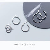 925 Silver Big Round Hoop Earrings Classic Wedding Jewelry