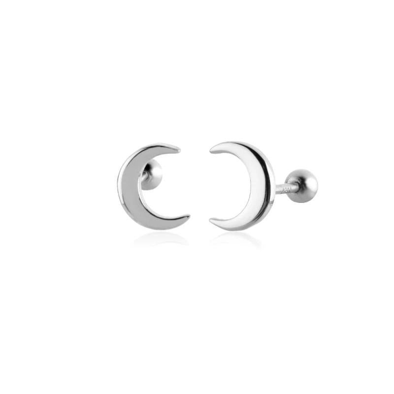 925 Silver Moon Stud Earring Crystal Jewelry