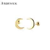 925 Silver Moon Stud Earring Crystal Jewelry