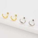 925 Silver Moon Stud Earring Crystal Jewelry