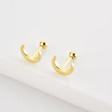925 Silver Moon Stud Earring Crystal Jewelry