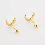 925 Silver Moon Stud Earring Crystal Jewelry