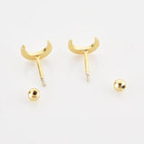 925 Silver Moon Stud Earring Crystal Jewelry