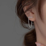 925 Silver Punk Geometric Chain Earrings Fine Jewelry