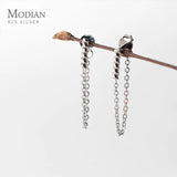 925 Silver Punk Geometric Chain Earrings Fine Jewelry