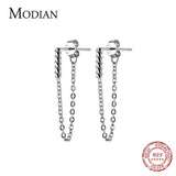 925 Silver Punk Geometric Chain Earrings Fine Jewelry