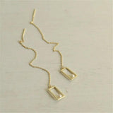 925 Silver Geometric Rectangular Tassel Earrings for Women
