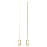 925 Silver Geometric Rectangular Tassel Earrings for Women