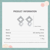 925 Silver Geometric Zircon Stud Earrings Clear Stone Women Gift