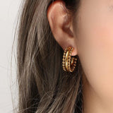 Bohemian Lace Bead Earrings Geometric Hoop Jewelry
