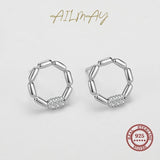 CZ Stud Earrings 925 Silver Geometric Fine Jewelry
