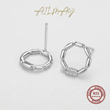 CZ Stud Earrings 925 Silver Geometric Fine Jewelry