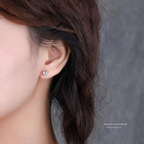 925 Silver Moonstone Heart Stud Earrings Spiral Bead Tragus Cartilage Piercing