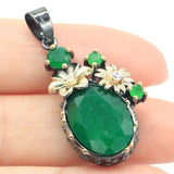 Neo-Gothic Emerald Ruby Silver Jewelry Set