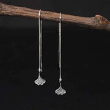 925 Silver Ginkgo Leaves Threader Earrings for Women