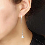 925 Silver Ginkgo Leaves Threader Earrings for Women