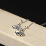 925 Silver Ginkgo Leaves Threader Earrings for Women