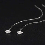 925 Silver Ginkgo Leaves Threader Earrings for Women