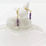 Genuine Amethyst Earrings 14K Filled Hoops Dangle Purple Gemstones