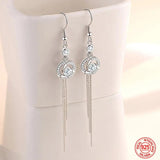 925 Silver Zircon Tassel Dangle Earrings for Women