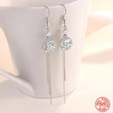 925 Silver Zircon Tassel Dangle Earrings for Women